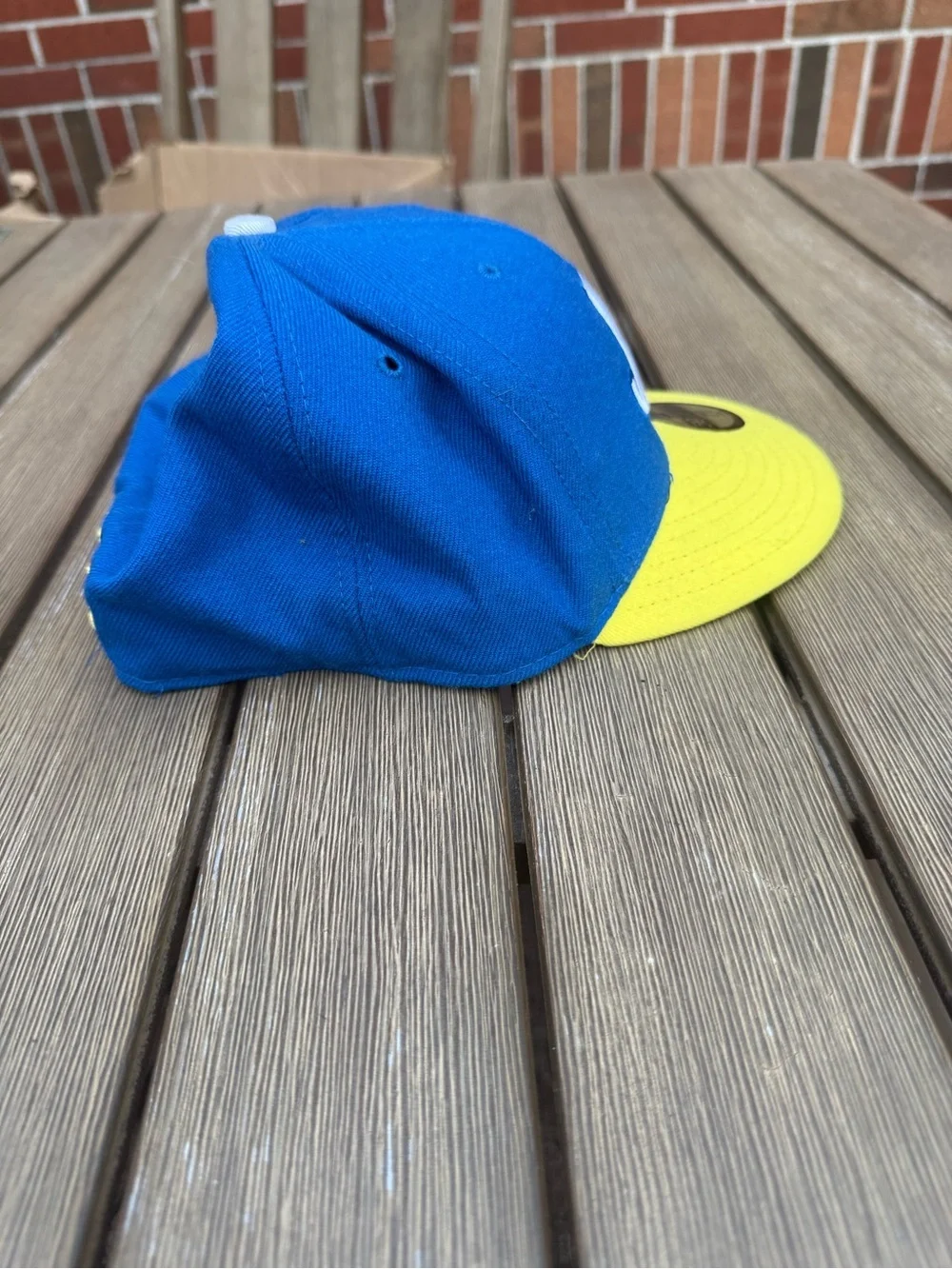 New Era 59FIFTY New York Mets Fitted Hat Blue Yellow Size 7 3/8 MLB Cap